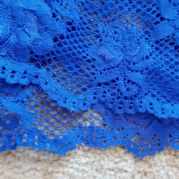 🎉JUST REDUCED🎉Victoria's Secret Violet-Blue Sheer Lace Floral Halter Chemise - Picture 12 of 14